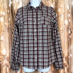 Mossimo Plaid Button Down Collared Long Sleeve Shirt